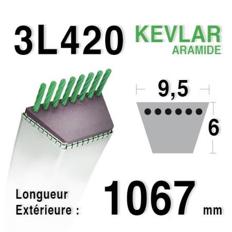 Courroie 3l42 - 9,5 mm x 1067 mm 