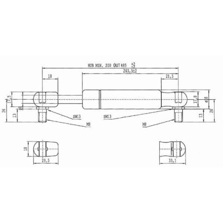 Vérin à gaz L485-200N STABILUS CA083739