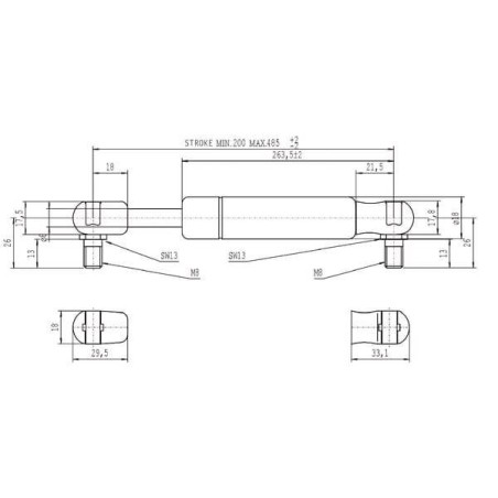 Vérin à gaz L485-400N STABILUS CA083755