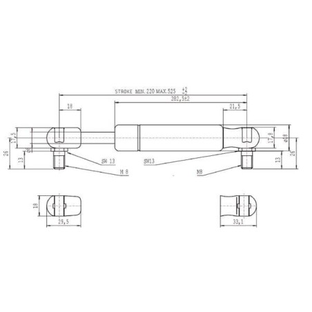 Vérin à gaz L525-350N STABILUS CA094617