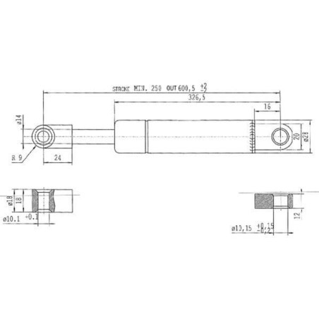 Vérin à gaz L600-1300N STABILUS CA085596