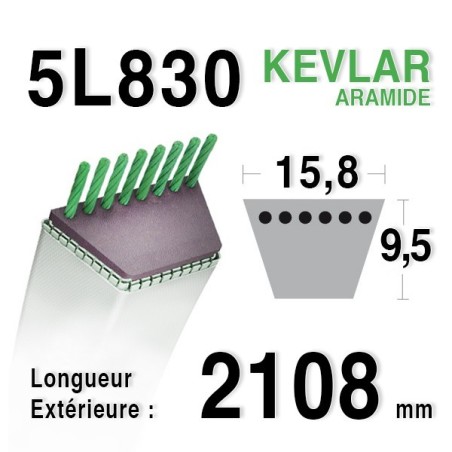 Courroie 5L830 - 5L83 AYP - ROPER - HUSQVARNA - BERNARD LOISIRS - 533305148 - 498998 - 2692e3rb