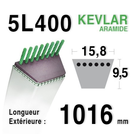 Courroie 5L400 - 5L40 MTD 754-04038 JOHN DEERE m43095 - m82258 HONDA 22431-724-003 MAMETORA 62002655